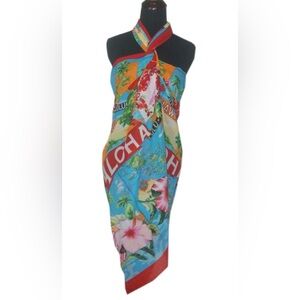 Hawaii Pareo Sarong Beach Wrap Hibiscus Cover-up Cruise Beach Luau Dress Tropics